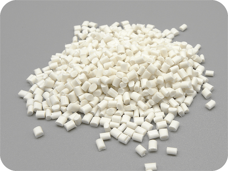 Milky white plastic pellets